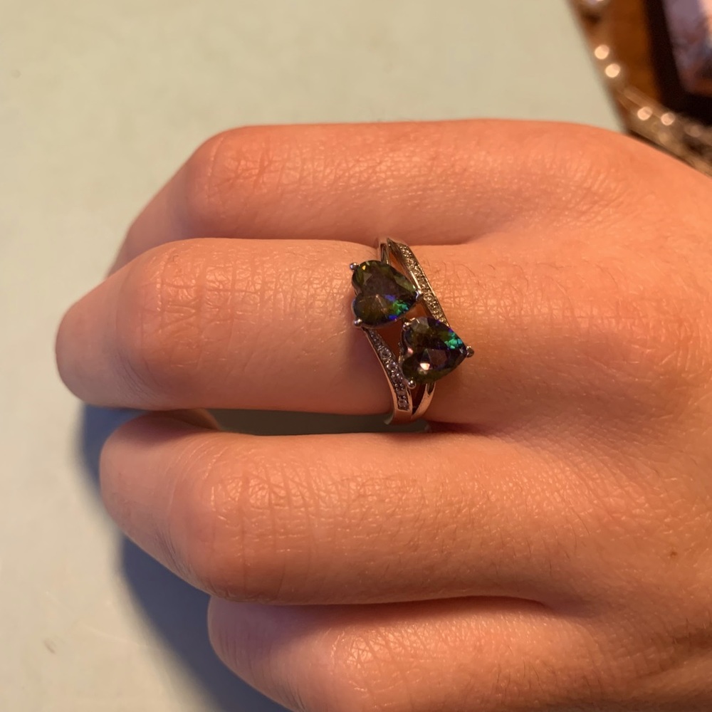 Mystic topaz and sterling silver ring